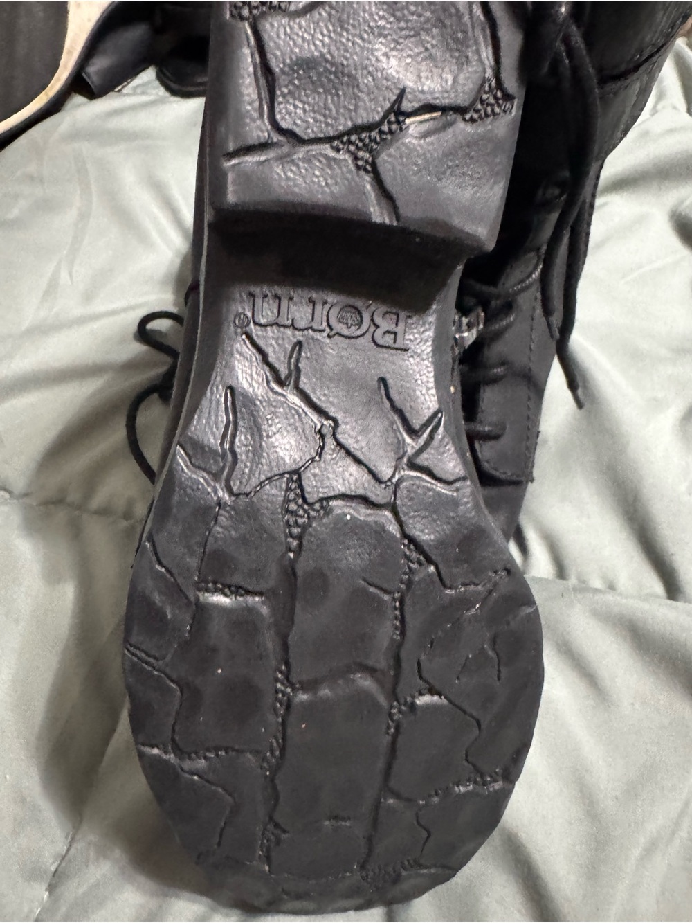 Born Black Lace-Up Combat Boots with Side Zipper - Picture 3 of 3